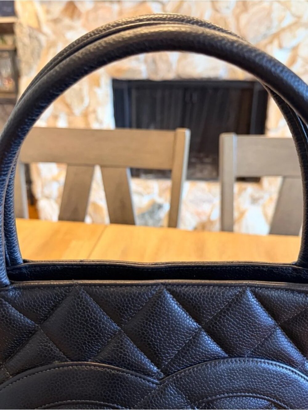 CHANEL Black Caviar Leather medium Tote medallion vintage Serious inquires only - Picture 7 of 11